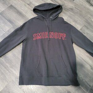 Smirnoff Vodka Hoodie Men’s L Black Hooded Sweatshirt Pullover Hoodie Bar Swag